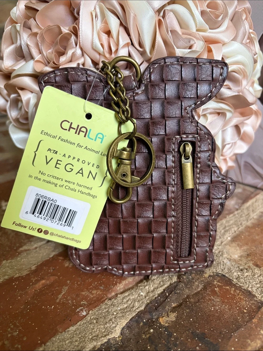 Chala Bunny Leather Coin Purse Keychain - Pink, Tan, White, Brown